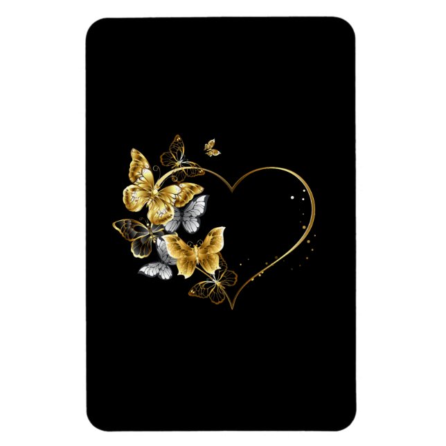 Magnet Flexible Coeur aux papillons d'or (Vertical)