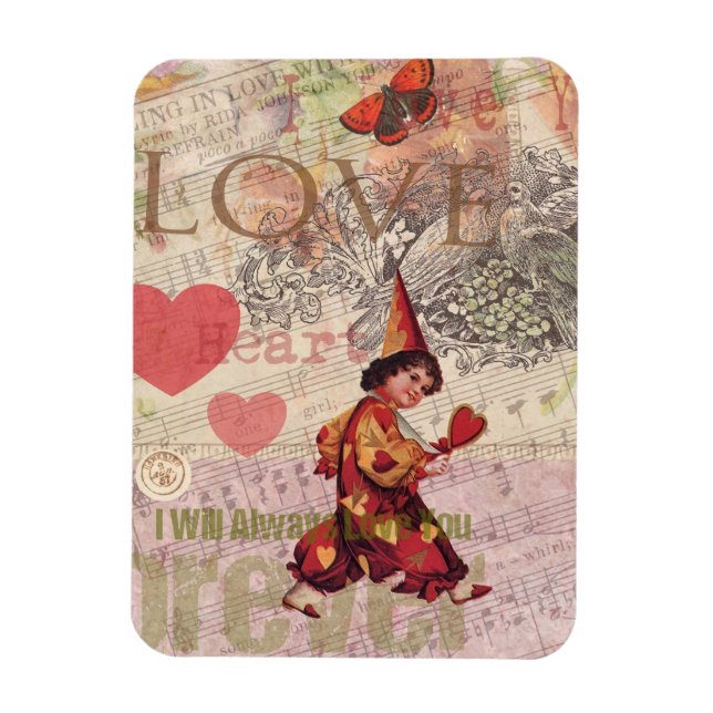 Magnet Flexible Cœur d'amour Chérubin de la Saint-Valentin (Vertical)