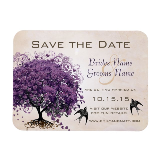 Magnet Flexible Cœur d'arbre Simply Peachy  Wedding Save the Date (Horizontal)