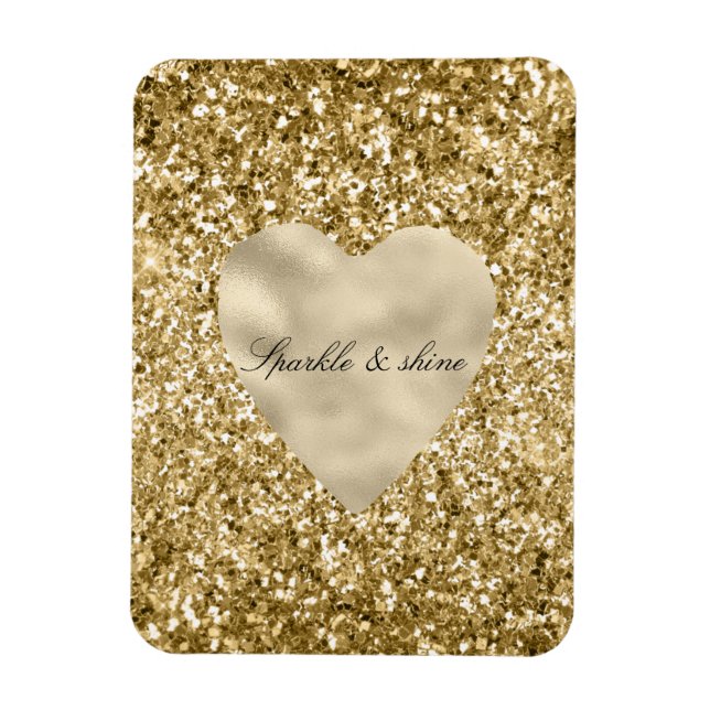 Magnet Flexible Coeur de la Parties scintillant d'or personnalisée (Vertical)