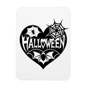 Magnet Flexible Cœur d'Halloween, forme de cœur noir, toile d'arai