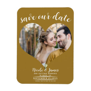 Magnet Flexible Cœur en or rustique Photo Enregistrer la date du m