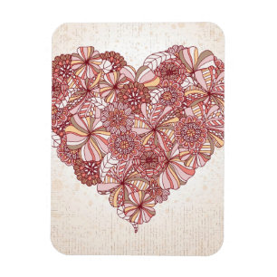 Magnet Flexible Coeur fait de fleurs tirées par la main