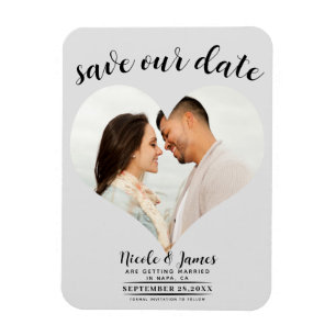 Magnet Flexible Cœur Gris Clair Photo Mariage Étape de Mariage à S