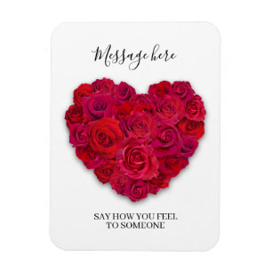 Magnet Flexible Cœur minimaliste de rose rouge Texte personnalisé