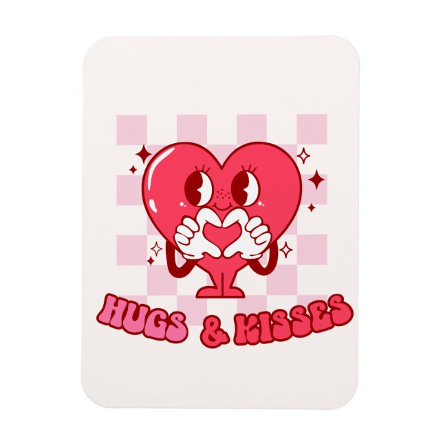 Magnet Flexible Coeur rose accolades et baisers (Vertical)