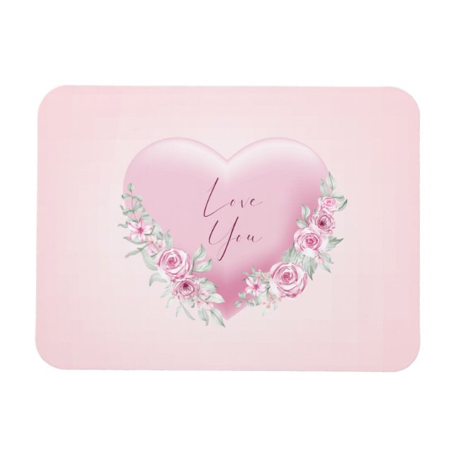 Magnet Flexible Cœur rose de la Saint-Valentin (Horizontal)