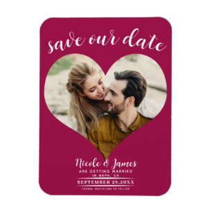Magnet Flexible Cœur Rose framboise Photo Mariage Étape à franchir