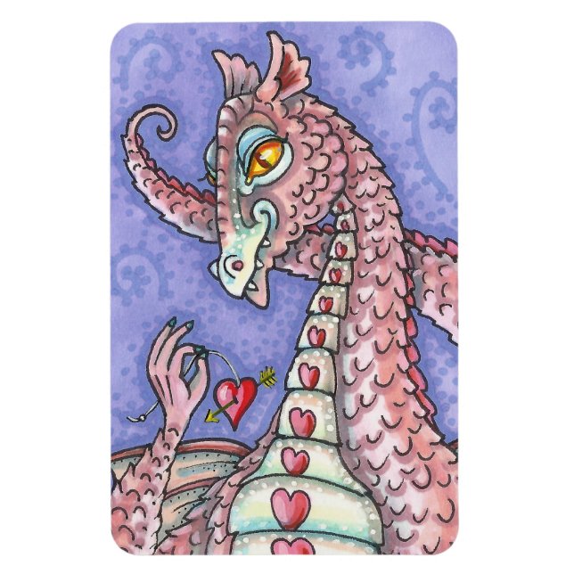 MAGNET FLEXIBLE COEUR SUR UNE CHAÎNE DRAGON ROSE VALENTINE, IMAGIN (Vertical)