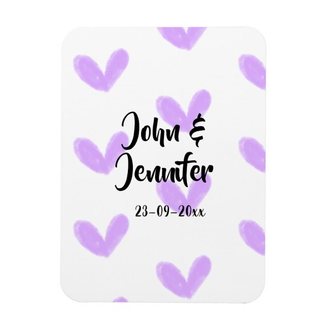 Magnet Flexible coeur violet aquarelle valentine couple nom da (Vertical)
