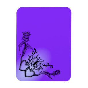 Magnet Flexible Coeurs avec fleurs et papillon en style tatouage