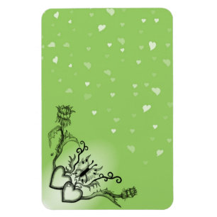 Magnet Flexible Coeurs avec fleurs et papillon en style tatouage