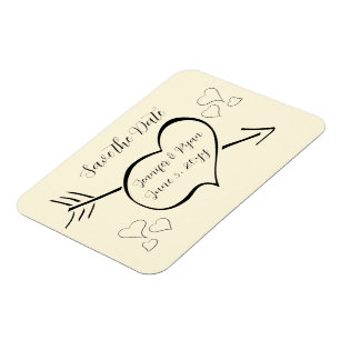 Magnet Flexible Coeurs Calligraphie Crème Subtile Enregistrer La D