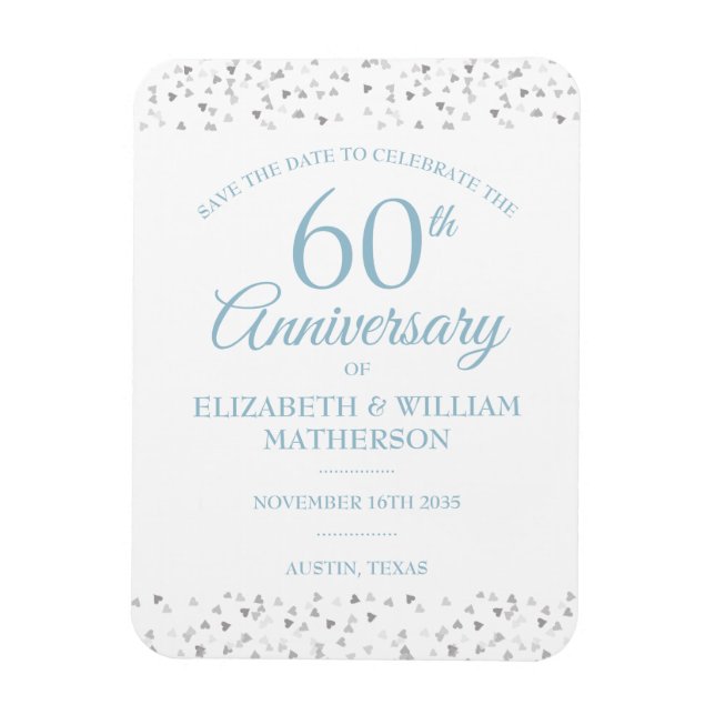 Magnet Flexible Cœurs d'amour pour la date d'anniversaire des 60 a (Vertical)