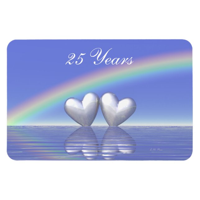 Magnet Flexible Coeurs d'argent du 25e anniversaire (Horizontal)