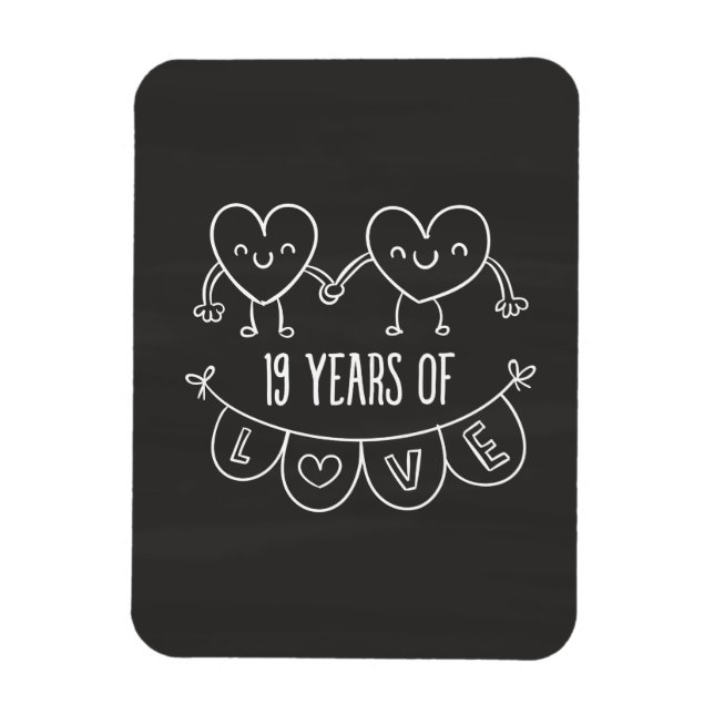 Magnet Flexible Coeurs de calèche-cadeaux du 19e anniversaire (Vertical)