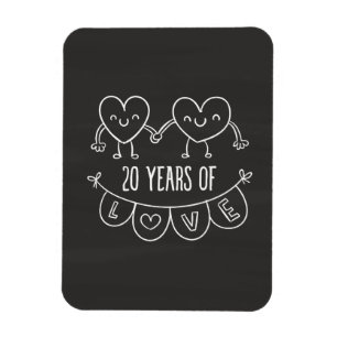 Magnet Flexible Coeurs de calèche-cadeaux du 20e anniversaire