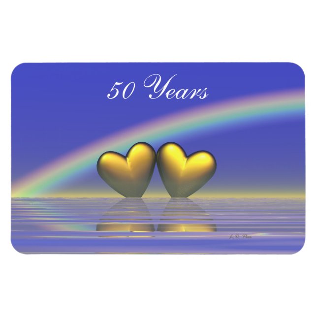 Magnet Flexible Coeurs d'or du 50e anniversaire (Horizontal)