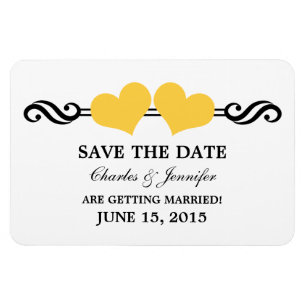 Magnet Flexible Coeurs élégants Jaunes Enregistrer l'aimant de dat