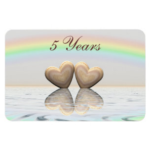 Magnet Flexible Coeurs en bois du 5e anniversaire