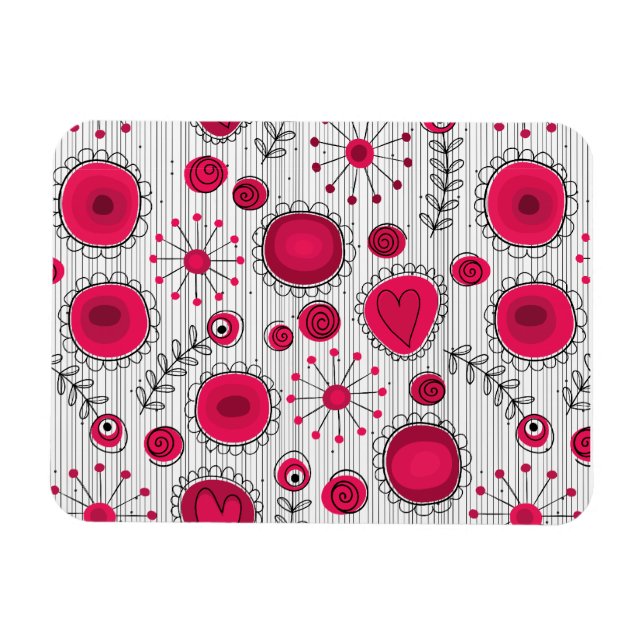 Magnet Flexible Coeurs et fleurs blancs et rouges blancs (Horizontal)