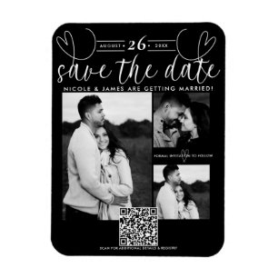 Magnet Flexible Cœurs Modernes Chic Noir & Blanc Étape importante