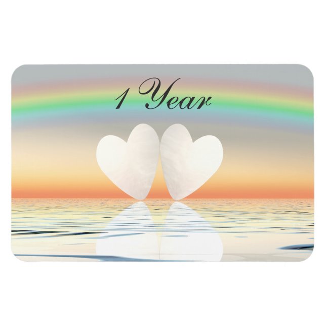 Magnet Flexible Coeurs papier du 1er anniversaire (Horizontal)