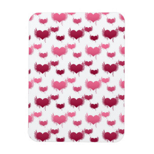 Magnet Flexible Cœurs roses et rouges mignons avec des ailes