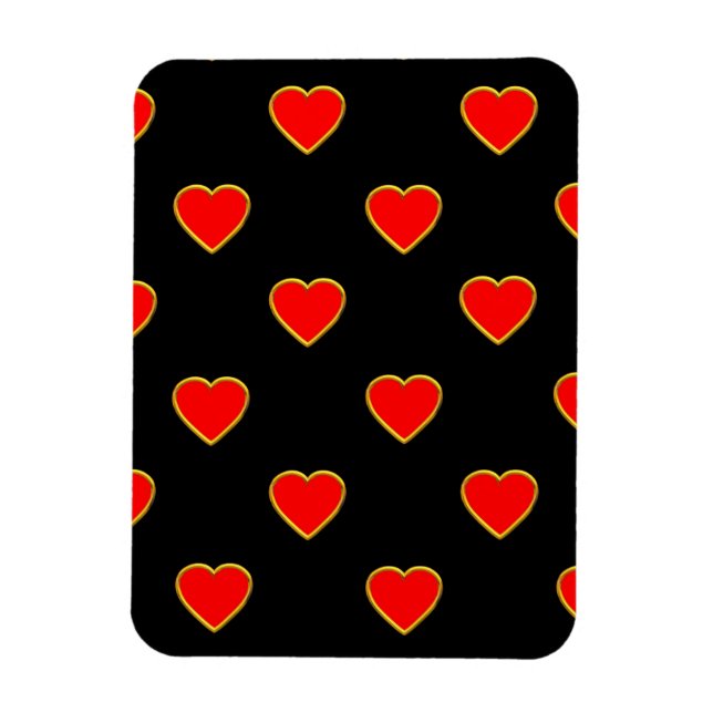 Magnet Flexible Coeurs rouges sur un Arrière - plan noir (Vertical)