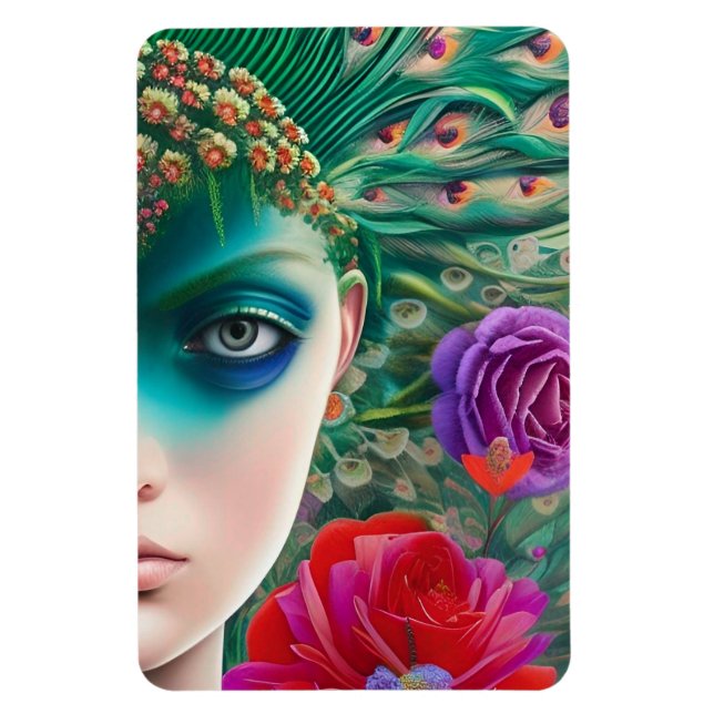 Magnet Flexible Coiffure pour femme beauté Turquoise plumes (Vertical)