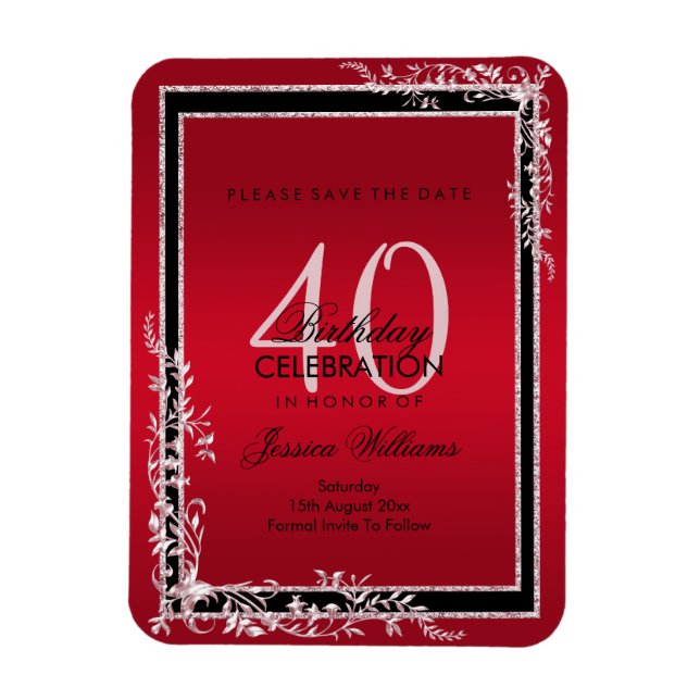 Magnet Flexible Coins décoratifs Ruby & Black Anniversaire (Vertical)