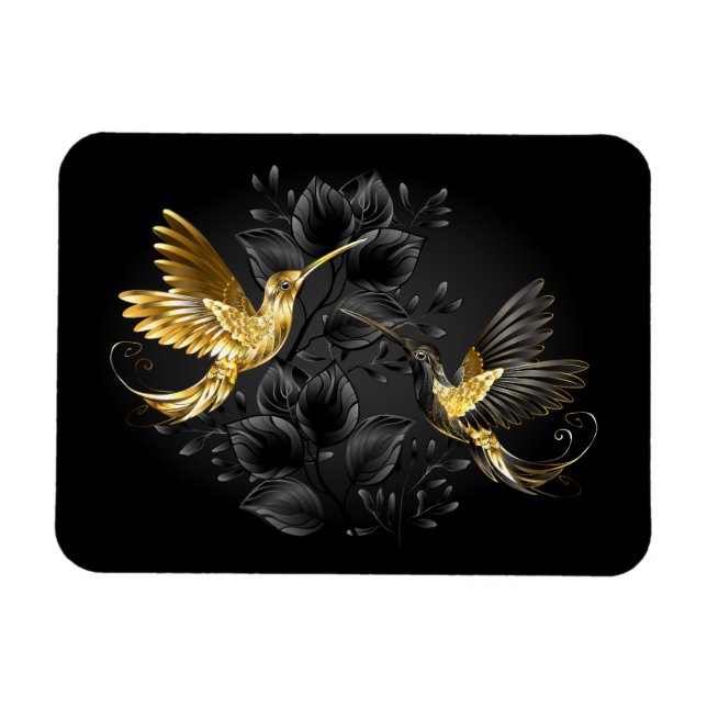 Magnet Flexible Colibri noir et or (Horizontal)