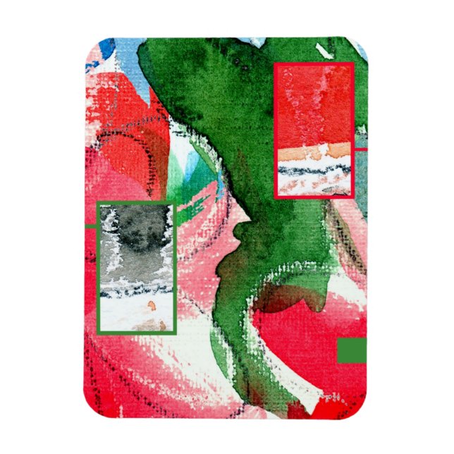 Magnet Flexible collage d'art abstrait, milieux mixtes et aquarell (Vertical)