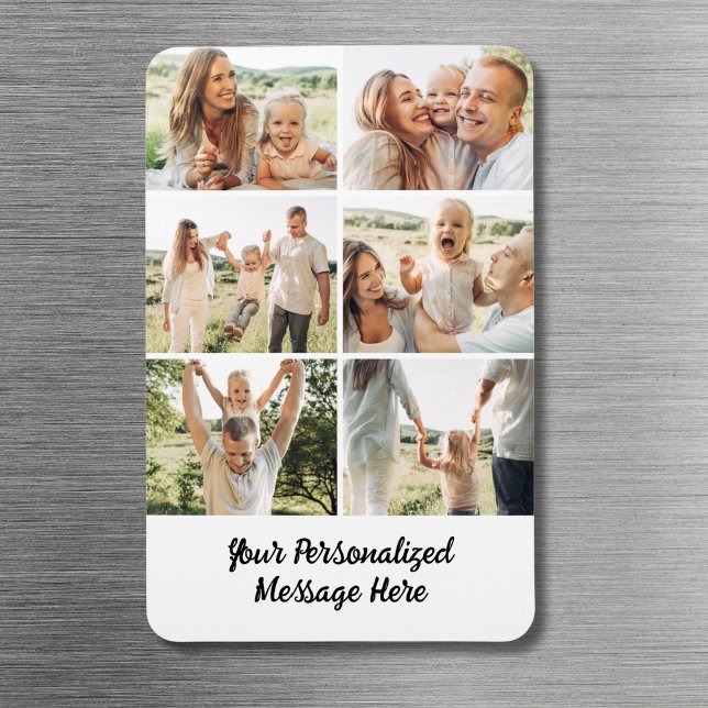 Magnet Flexible Collage de 6 photos personnalisé avec message text (Créateur téléchargé)