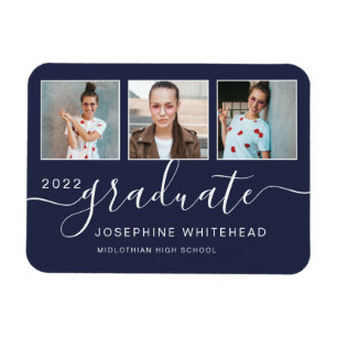 Magnet Flexible Collage de graduation photo moderne 2022 Navy Blue