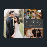 Magnet Flexible Collage de Merci photo pour toujours et toujours g<br><div class="desc">Script gris et blanc "Pour toujours et toujours" design mariage Merci magnets avec trois de vos photos de mariage préférées. Montrez à votre famille et à vos amis votre appréciation d'avoir participé à votre célébration mariage avec l'un de ces beaux cadeaux.</div>
