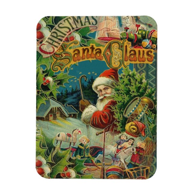 Magnet Flexible Collage de Noël victorien du Père Noël Antique (Vertical)
