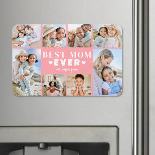 Magnet Flexible Collage de photos de maman rose