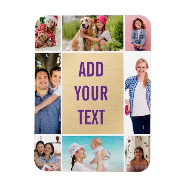 Magnet Flexible collage de photos - fond noir - texte blanc grossi (Vertical)