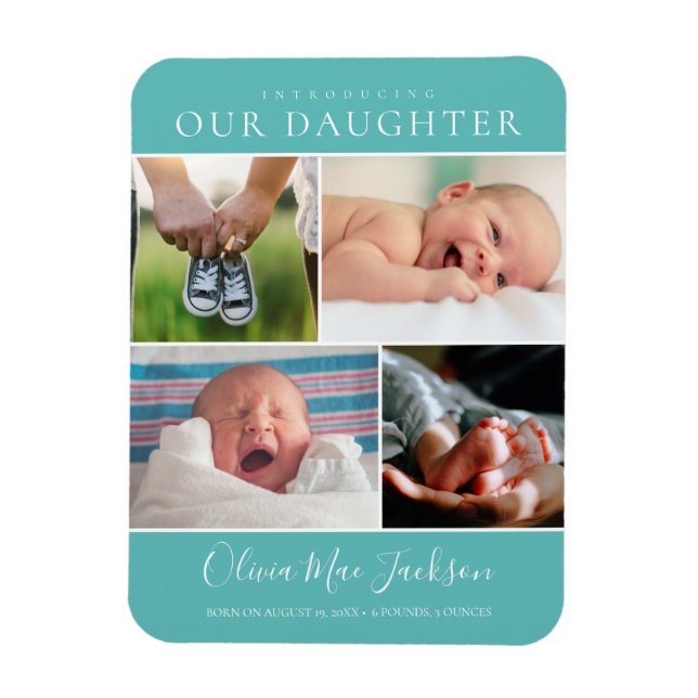 Magnet Flexible Collage de photos moderne pour annonce de naissanc (Vertical)