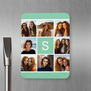 Magnet Flexible Collage de photos Monogramme personnalisé Mint Gre