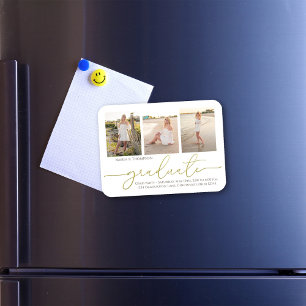 Magnet Flexible Collage de photos pour diplômés d'or minimaliste m