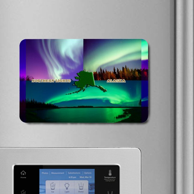 Magnet Flexible Collage des aurores boréales de l'Alaska (Northern Lights of Alaska Collage Flexible Magnet)