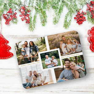 Magnet Flexible Collage minimaliste Joyeux Noël Famille de photos