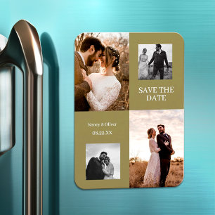 Magnet Flexible Collage Moderne Photo Simple Enregistrer La Date M