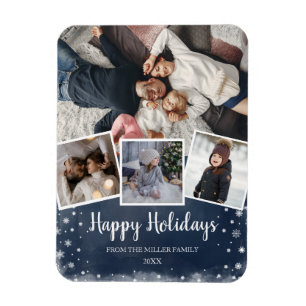 Magnet Flexible Collage photo bleu et flocons de neige
