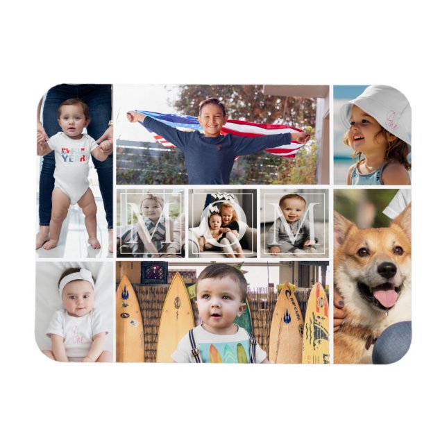 Magnet Flexible Collage photo de 9 photos pour maman (Horizontal)