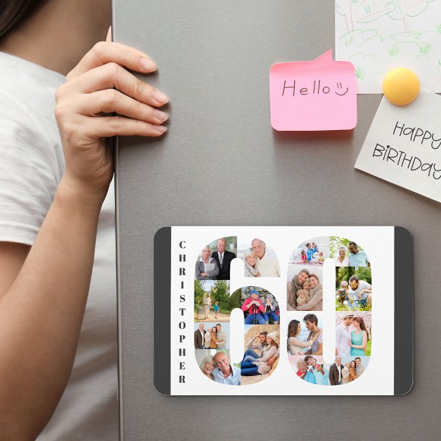 Magnet Flexible Collage photo du numéro 60 - 60e anniversaire (Créateur téléchargé)