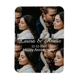 Magnet Flexible Collage photo joyeux anniversaire nom date simple