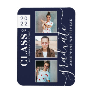 Magnet Flexible Collage photo moderne Graduation Navy Blue 2022